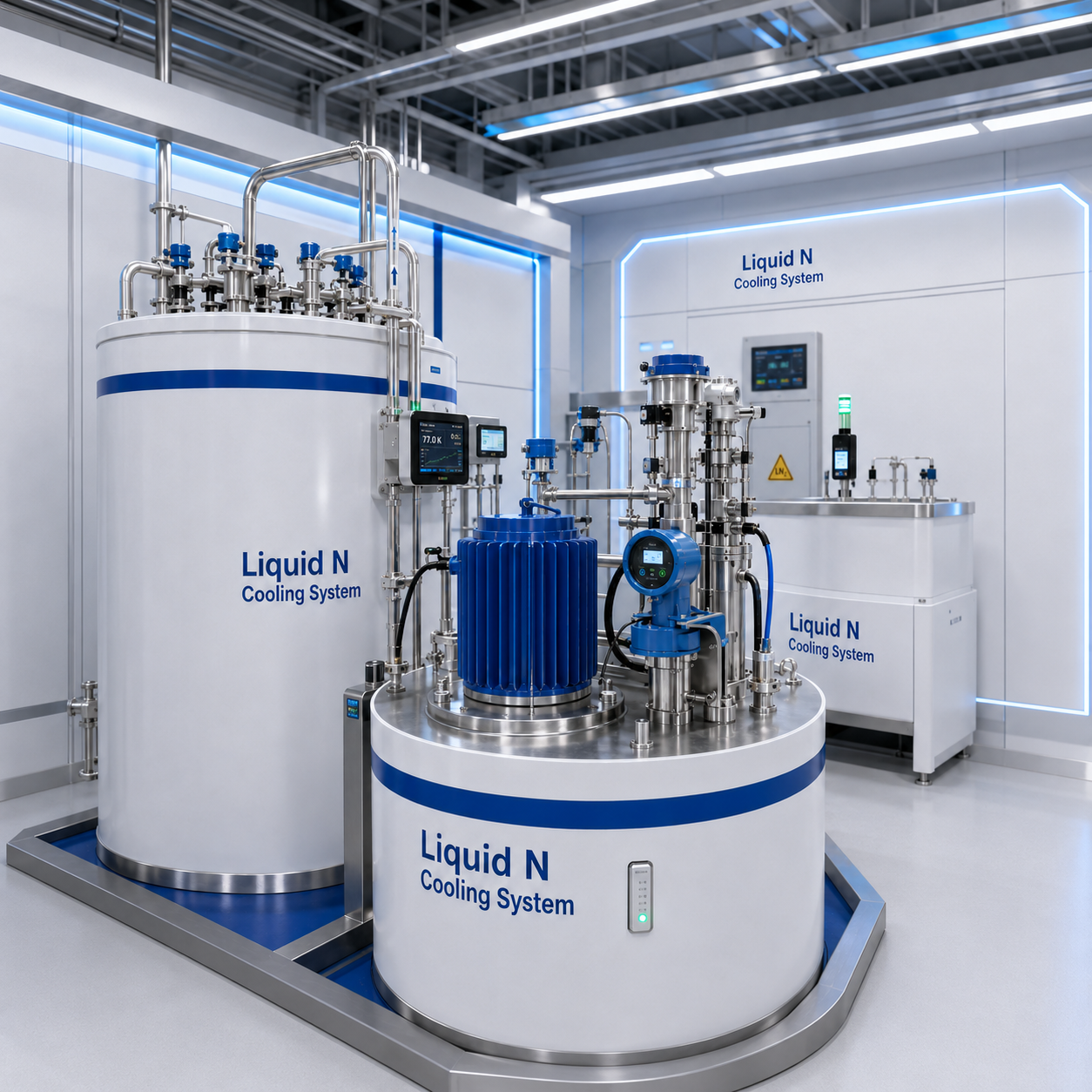 Zenflux Liquid N Cooling System — closed-loop liquid-nitrogen cooling package operating at 77 K